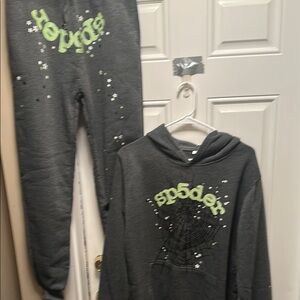 Gray Sweatpants with Neon Speckle Details